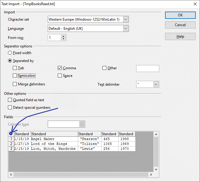 Image for setting CSV import